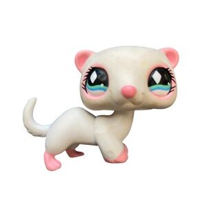 LPS Ferret #520 White Blue Eyes Vintage Littlest Pet Shop